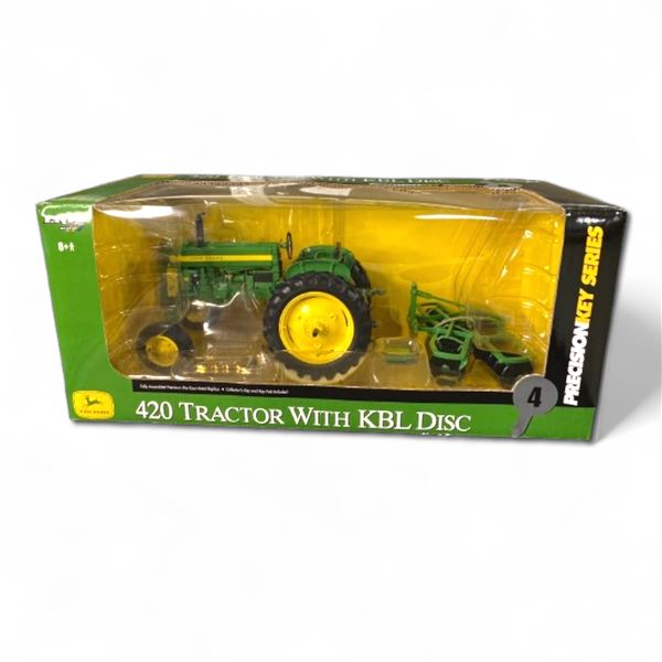 John Deere 420 Tractor with KBL Disc 4 Precision Key Diecast Metal 1/16 Scale 15851 In Original Box
