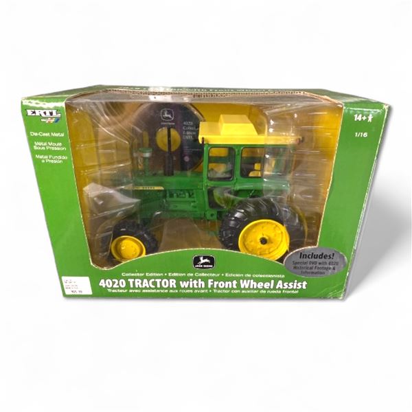 John Deere 4020 Tractor with Front Wheel Assist Collector Edition Die Cast Metal w/Special DVD 1/16
