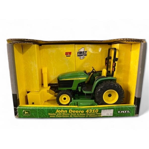 John Deere 4310 Tractor with Mower Deck & Snow Thrower 1/16 Scale 15198 In Original Box