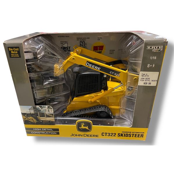 John Deere CT322 Skidsteer  - Ertl/Britians #15722 - 1:16 Scale Diecast in Original Box
