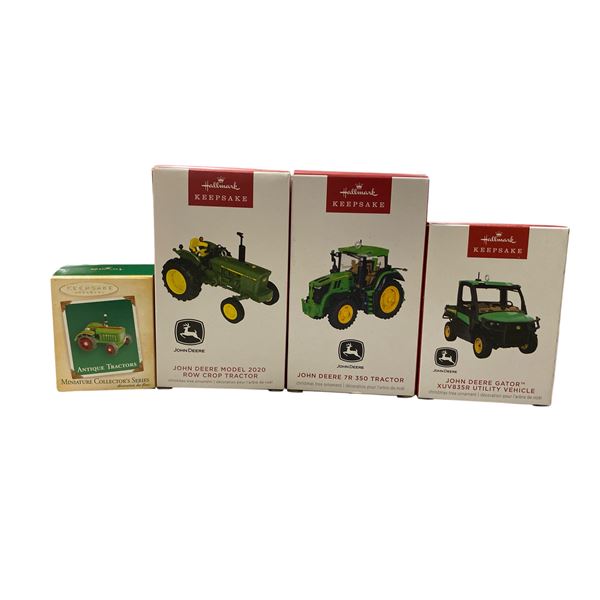 5 Hallmark Keepsake Christmas Tree Ornaments  -3 John Deere & 1 Miniature Tractor