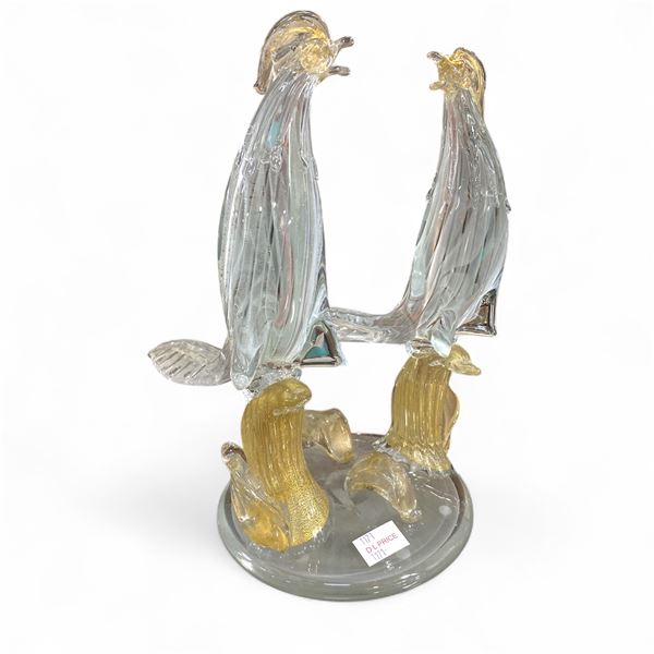 Italian Murano Glass Bird Statue - 14" Tall x 10" - Complete with Murano Sticker