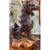 Image 2 : Hand Carved Wood Foo Dog Statue - 12" x 7" x 14" Tall