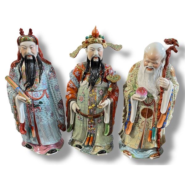3 Vintage Asian Deity Statues in Excellent Condition - 24: tall x 12" wide