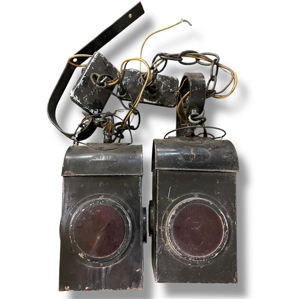 Pair of Vintage Red Lens Signal Lights