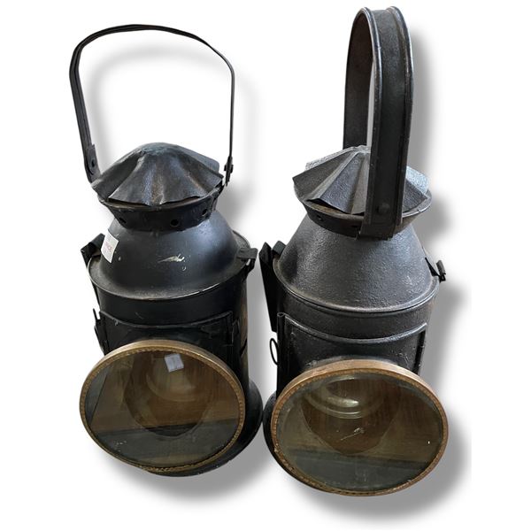 Pair of Antique Railway Signal Lanterns