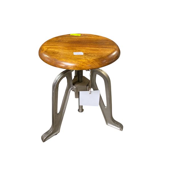 Adjustable Industrial Wood Topped Stools
