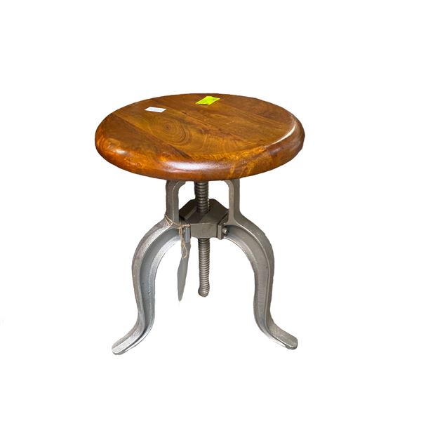 Adjustable Industrial Wood Topped Stools
