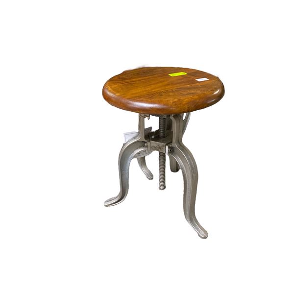 Adjustable Industrial Wood Topped Stools