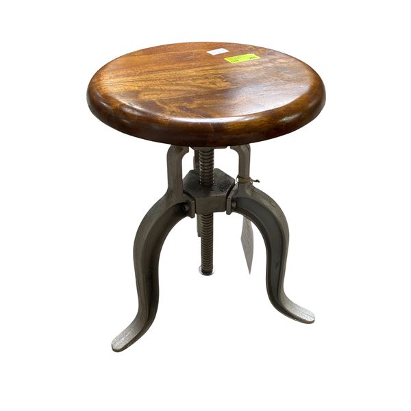 Adjustable Industrial Wood Topped Stools