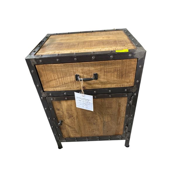 Mango Wood & Iron Bedside Cabinet (20 x 15 x 28")