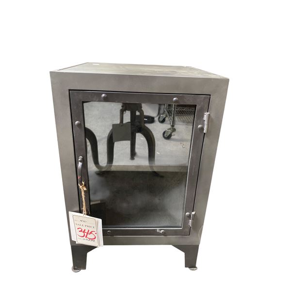 RH Iron & Glass Bedside Cabinet (15.5 x 15.5 x 23.5")