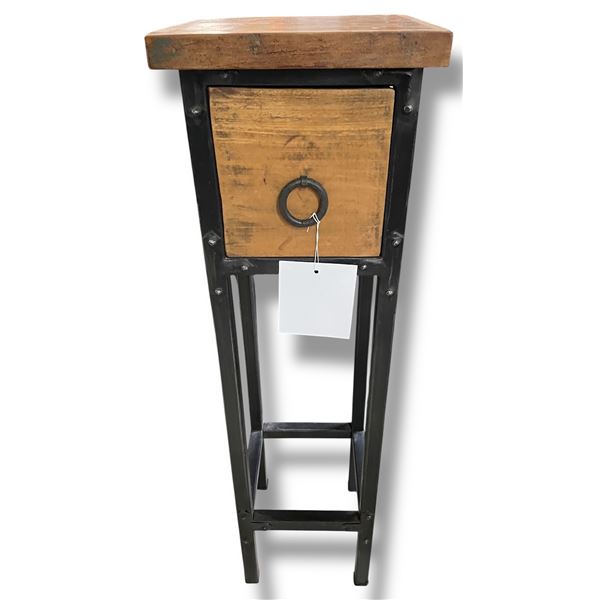 Iron Stool Accent Table w/Drawer (10x10x35")