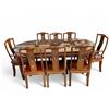 Image 1 : Asian Design Rosewood Dining Table - 8 Chairs, 2 Leaves & Glass Topper