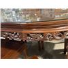 Image 4 : Asian Design Rosewood Dining Table - 8 Chairs, 2 Leaves & Glass Topper