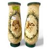 Image 1 : Pair of Victorian Hand Painted Glass Vases - 15" Tall x 5" Diameter at the base