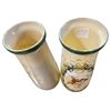 Image 2 : Pair of Victorian Hand Painted Glass Vases - 15" Tall x 5" Diameter at the base