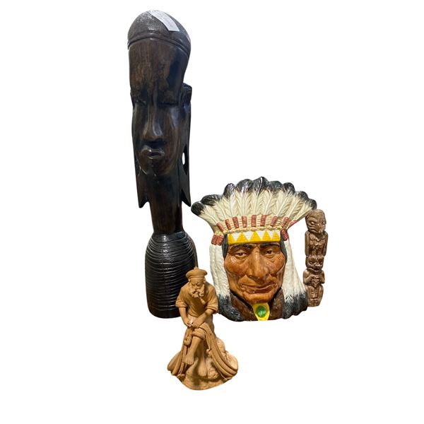 1 Clay, 1 Wood & 1 Royal Doulton Decorative Collectible