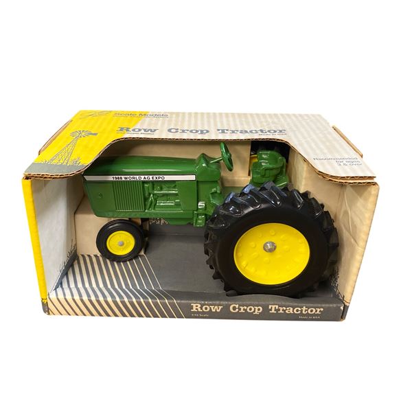 Vintage John Deere Row Crop Tractor 1/16 Scale Diecast Metal #911 Green In Original Box
