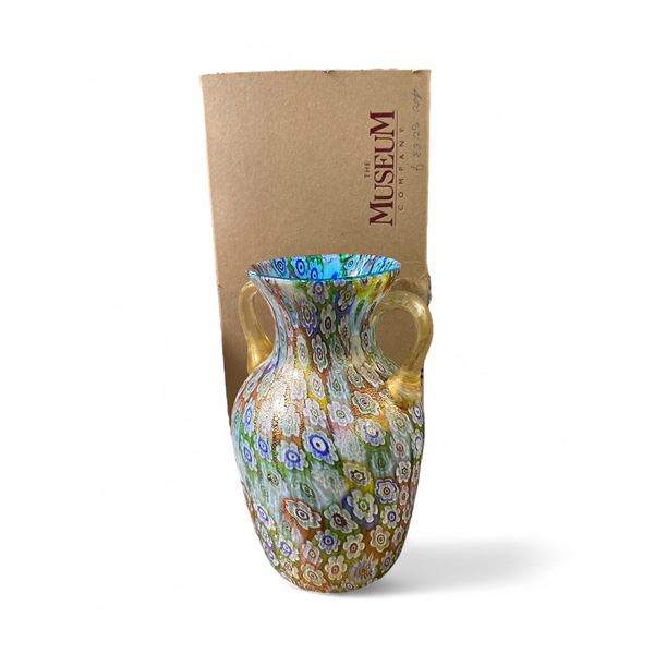 Venetian Glass Millefiori Style 8" Vase with Museum Company Box