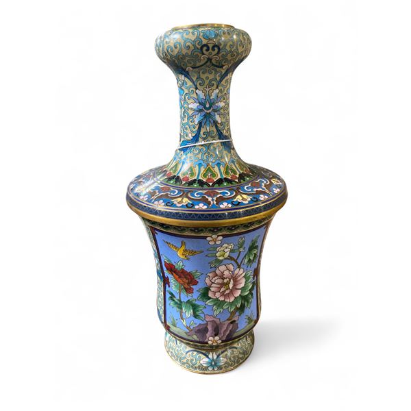 Vintage 13" Cloisonne Vase - 5" Diameter