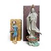 Image 1 : 2 Glazed Pottery Asian Figurines in Presentation Boxes -  18" and 12"