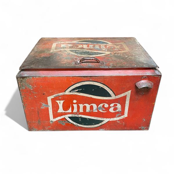 Vintage Limca Metal Cooler with Bottle Opener from India - 12" x 23" x 14" tall
