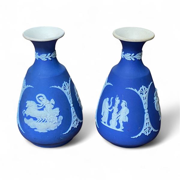 Pair of Wedgwood Blue Jasperware 6" Vases