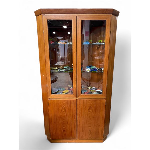 Mid-Century Corner Cabinet with Interior Light - 20" deep x 36" wide x 66" tall