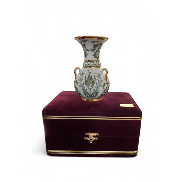 Turkish Gural Porcelain 6" Vase in Velvet Presentation Box