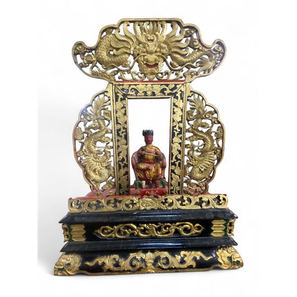 Vintage Carved Wood Asian Altar - 8" d x 18" w x 26" h