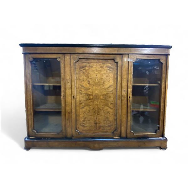 Antique Sideboard with 1 Wood & 2 Glass Doors - 15" deep x 60" wide x 43" tall