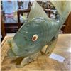 Image 2 : Antique Hand Carved Green Jade Koi Fish - 2" x 9" x 6" tall