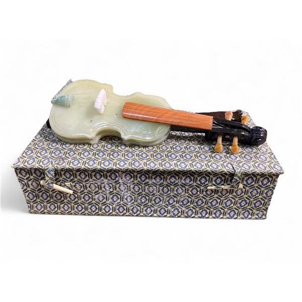 Carved Stone Violin in Presentation Box - 2" x 5" x 13" long
