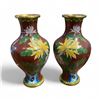 Image 1 : Matched Pair of Vintage Cloisonne Vases - each is 11" tall x 6" diameter
