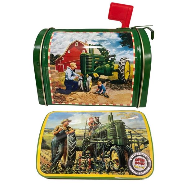 2 John Deere -Themed Collectible Tins Special Edition & Mailbox Style