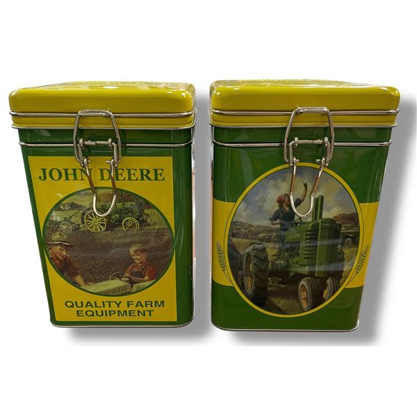John Deere Collectible Storage Tins - Quality Farm Equipment Design with Clamp Lids