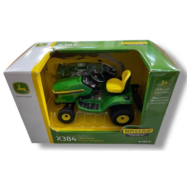 John Deere X384 Lawn Tractor 1/16 Diecast Metal In Original Box