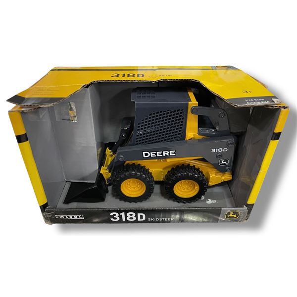 John Deere 318D Skid Steer 1/16 Scale Diecast Metal In Original Box