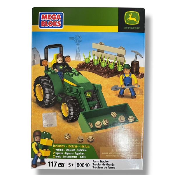 Mega Bloks John Deere Farm Tractor w/ Figures & Tools (117 pcs)
