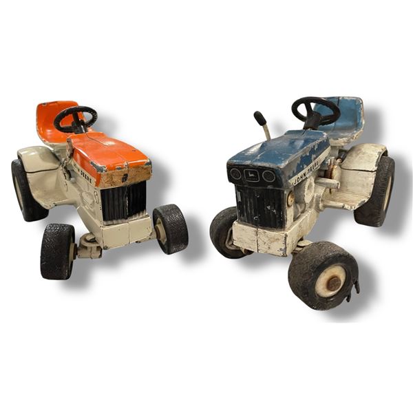 Pair of Vintage John Deere Metal Toy Lawn Tractors