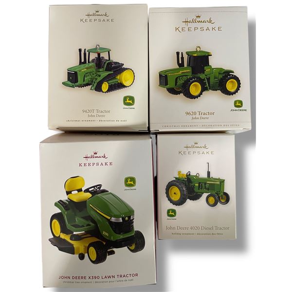 4 Hallmark Keepsake John Deere Ornaments (X390, 4020 Diesel, 9420T, 9620 Tractor)