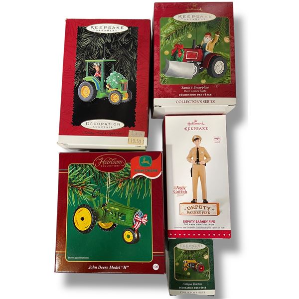 4  Hallmark & Carlton Keepsake John Deere Ornaments