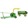 Image 1 : John Deere Diecast Metal Green Hay Wagon & Forage Harvester - Farm Implement Toys