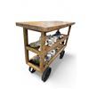 Image 2 : Industrial Mango Wood Console on Iron Wheels - 17" deep  x 48" wide x 36" tall - Contents are not in