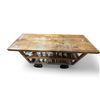 Image 3 : Industrial Mango Wood Console on Iron Wheels - 17" deep  x 48" wide x 36" tall - Contents are not in