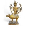 Image 1 : Vintage Shiva Riding Nandi Statue - Gold Gilt Cast Metal - 5" x 12" x 18" tall