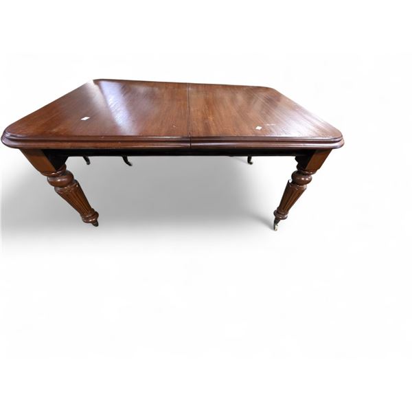 Antique Victorian Mahogany Crank Dining Table with Leaf & 6 Matching Chairs - Circa 1840