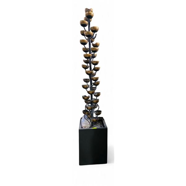 Tall Water Fall Feature with Metal Bowls - 73" Tall