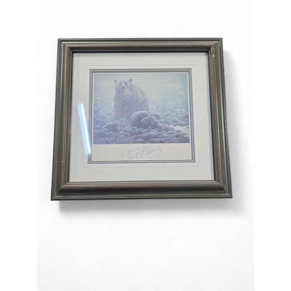 1990 Signed Robert Bateman Print with Personal Message  - "End of Season Grizzly Bear" - 20" x 18" f